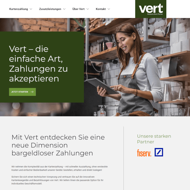 Screenshot der VERT-Webseite